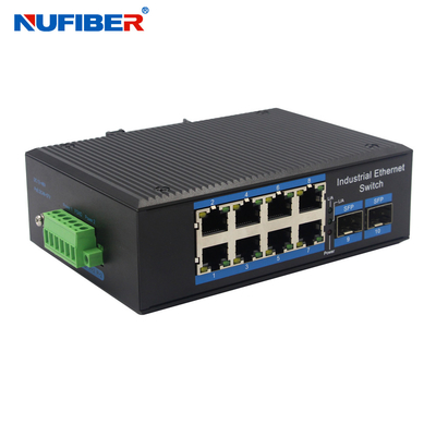 Bộ chuyển mạch Ethernet cáp quang công nghiệp 1000M 8 Khe cắm SFP Rj45 + 2x1000M với giá treo tường Din-rail