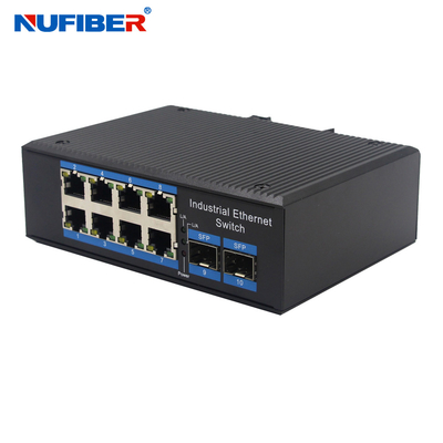 Bộ chuyển mạch Ethernet cáp quang công nghiệp 1000M 8 Khe cắm SFP Rj45 + 2x1000M với giá treo tường Din-rail