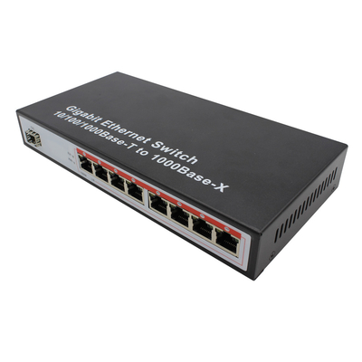 10/100/1000M 8 cổng Rj45 + 1 cổng SFP Bộ chuyển đổi phương tiện cáp quang Ethernet Switch