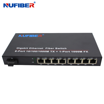 Hỗ trợ 1000M 8 cổng Rj45 cáp quang Ethernet Switch 1310nm 20km OEM ODM