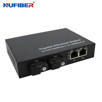 Bộ chuyển mạch Ethernet cáp quang 1000M được FCC chứng nhận với 2 cổng cáp quang Rj45 2