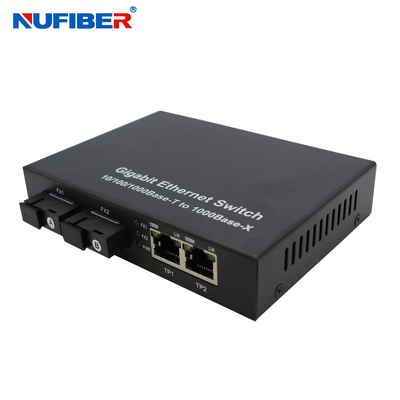 Bộ chuyển mạch Ethernet cáp quang 1000M được FCC chứng nhận với 2 cổng cáp quang Rj45 2