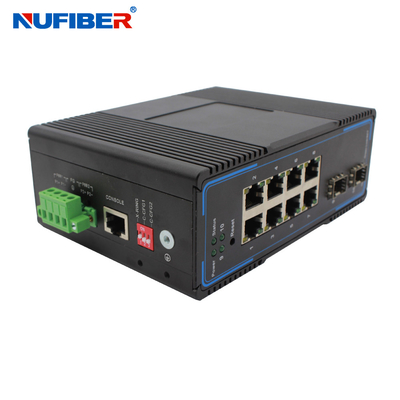 Bộ chuyển mạch Ethernet được quản lý cấp công nghiệp 8 Khe cắm UTP 2 SFP Din Rail Mount 24V