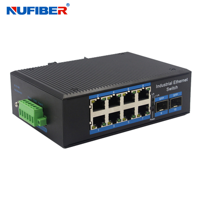 IP40 10Port Gigabit SFP Ethernet Switch 2 1000M đến 8 10/100/1000M công nghiệp không được quản lý