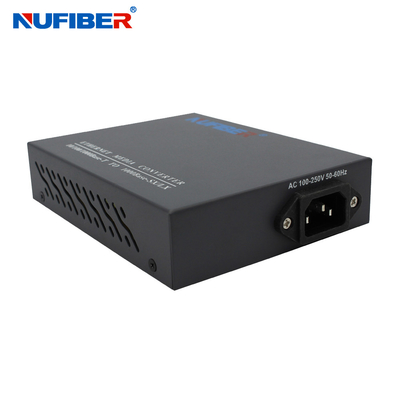 10/100/1000M Fiber Optical Media Converter Simplex SM 1310nm/1550nm AC220V Cáp điện Điện nội bộ