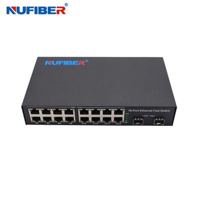 OEM Gigabit SFP Ethernet Switch 2*1000M SFP đến 16*10/100/1000Mbps RJ45 Port DC12V Điện