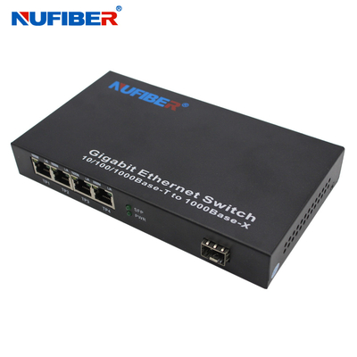 10/100/1000M 4 cổng Rj45 + 1 cổng SFP Bộ chuyển đổi phương tiện cáp quang Ethernet Switch