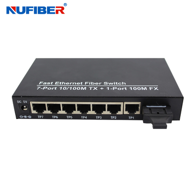 7 cổng RJ45 Bộ chuyển mạch cáp quang Ethernet Chế độ đơn Khoảng cách 20KM