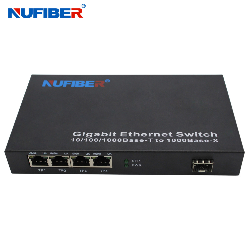 10/100/1000M 4 cổng Rj45 + 1 cổng SFP Bộ chuyển đổi phương tiện cáp ...